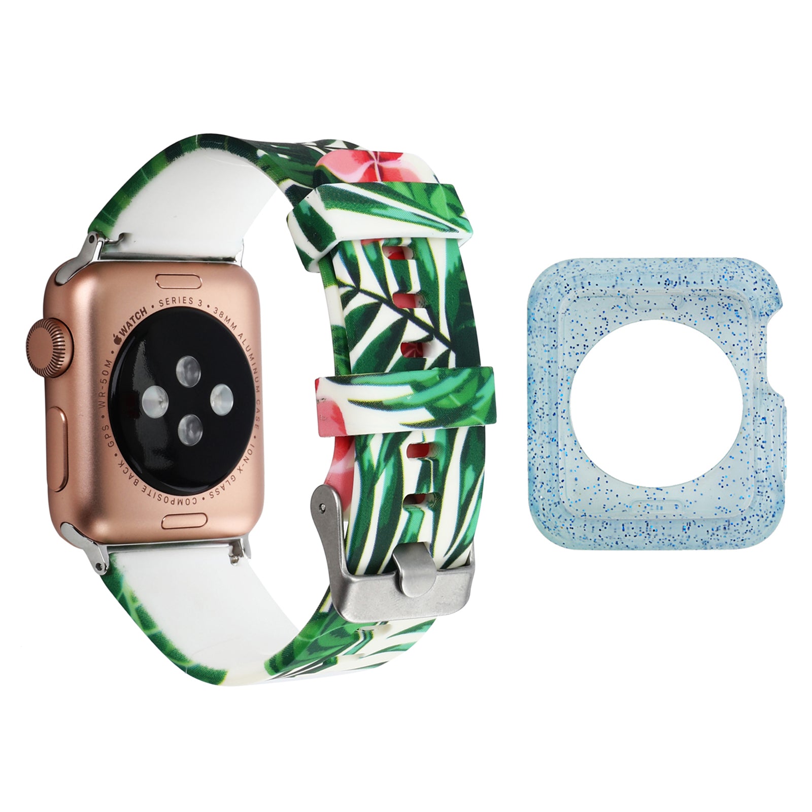 For Apple Watch Series 1 2 3 42mm Soft Silicone Strap Pattern Printed Watch Band with Blue TPU Case For Apple Watch Series 1 2 3 42mm Soft Silicone Strap Pattern Printed Watch Band with Blue TPU Case